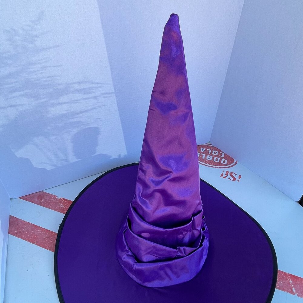 Brand New (4 available) One Size Tiered Tall Pointy Metallic Purple Witch's Hats - Picture 5 of 16